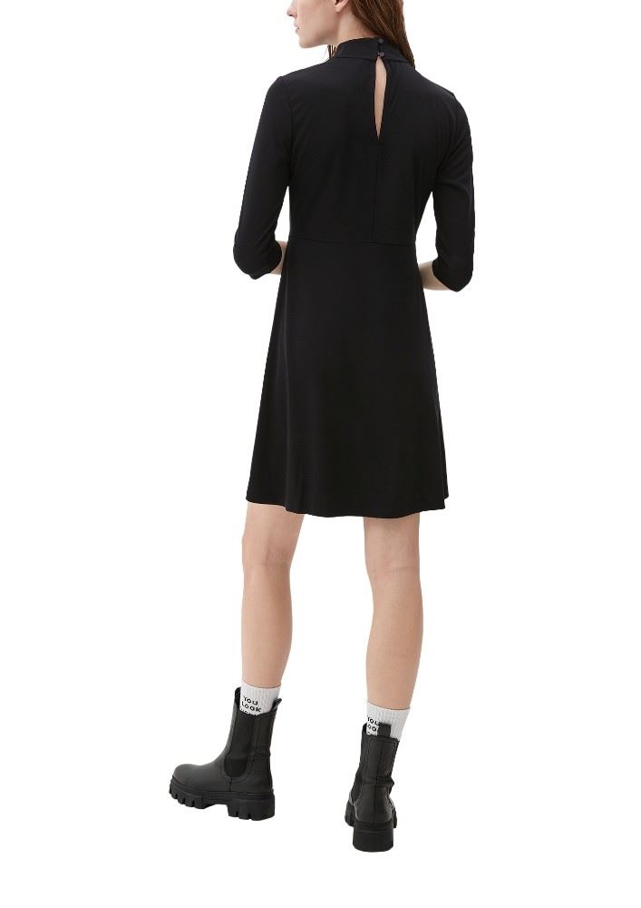 QS designed by Kleid mit Stehkragen lila, schwarz S22  2124277 