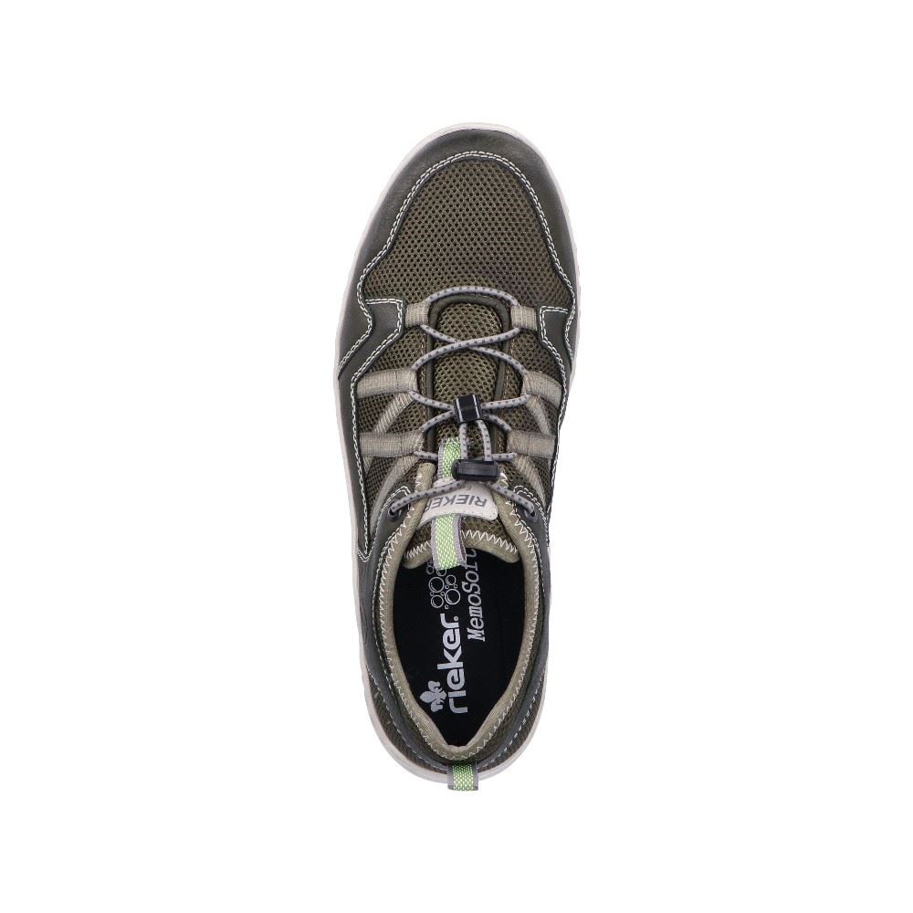 Rieker Antistress Herren Slipper Schlupfschuh Schnellschnürung Wechselfußbett grün S12 14555-54 46 | forest/vert/cem | H