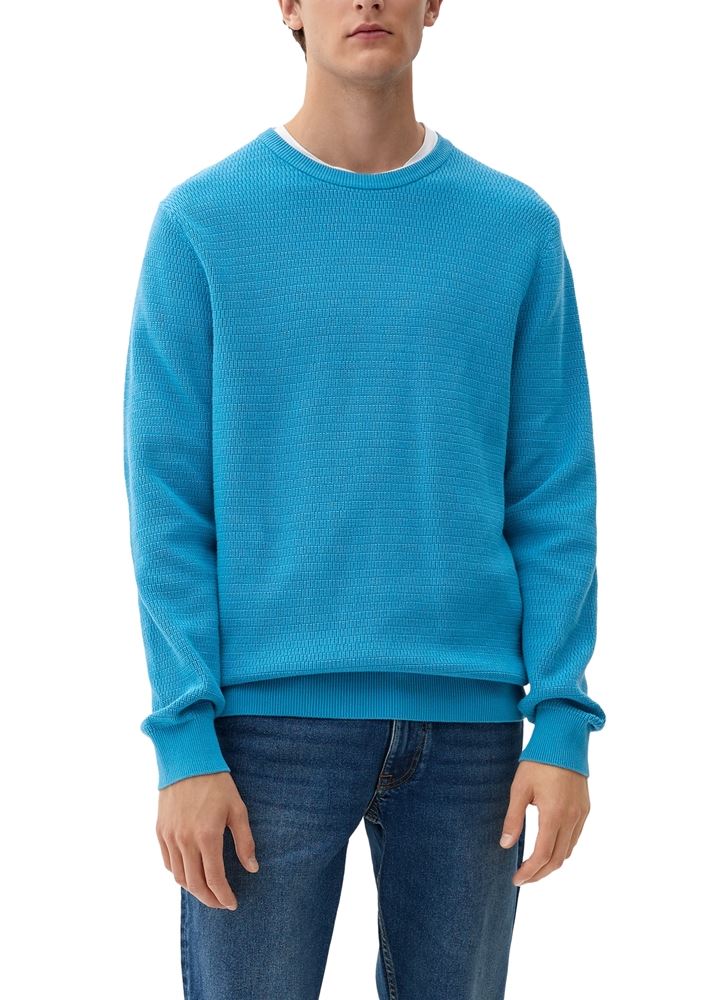 s.Oliver Herren Pullover Baumwollstrick Rundhals- Ausschnitt weiß,blau,schwarz S22  2118085 XXL | 0240 WHITE | 