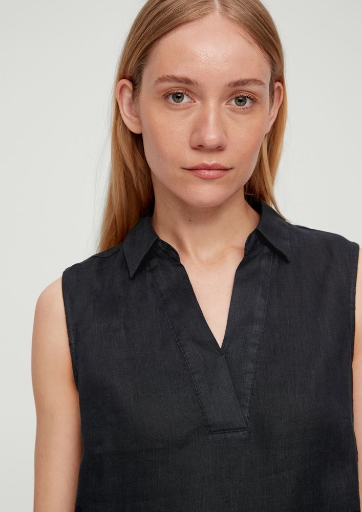 s.Oliver Leinenkleid mit V-Ausschnitt schwarz S13  2131869 