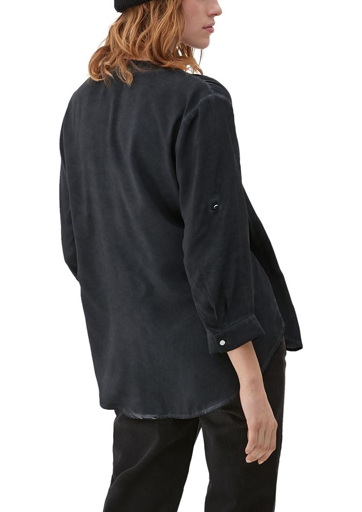 QS designed by Viskosebluse mit Farbeffekt grün, schwarz S13 2131710 