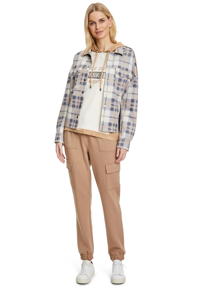 Betty Barclay Blazer- Jacke, Hemd- Jacke Karo- Muster Hemdkragen Brusttaschen grau S22 41501179 