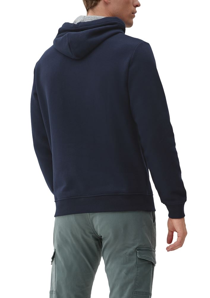 s.Oliver Herren Sweatshirt Logo- Print Kapuze blau,grau S22 2122819 XXL | 9700 GREY/BLACK | 