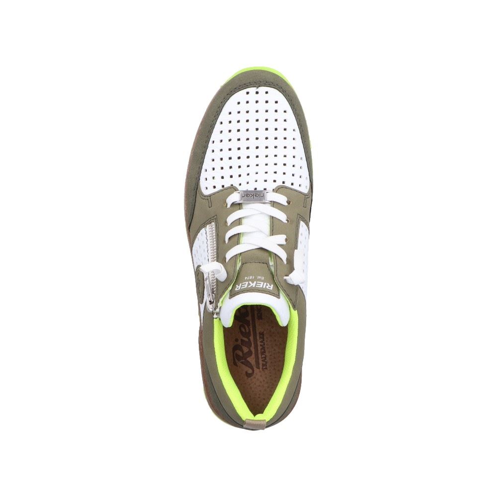 Rieker Antistress Herren Sneaker Slip on Lochmuster grün S21   15125-90 43 | olive/weiss/sag | G
