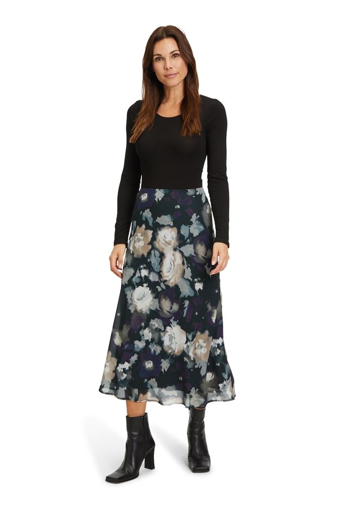 Betty Barclay Midirock florales Muster Chiffon schwarz S22 92671517 