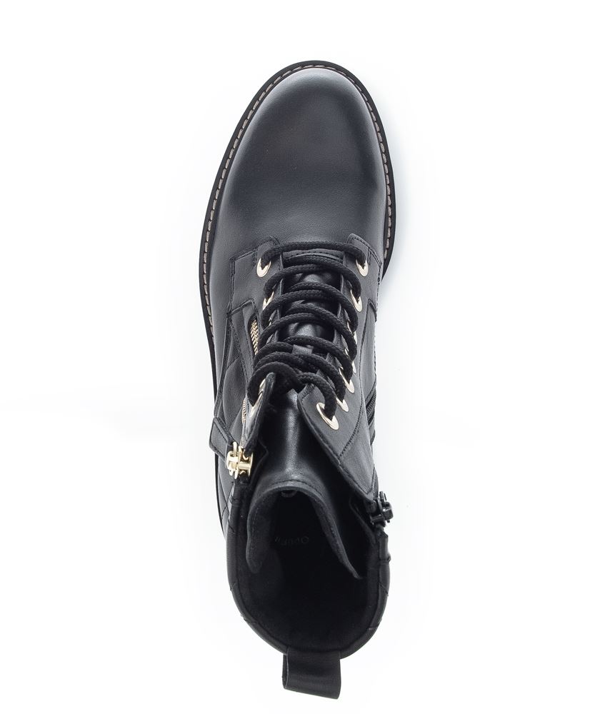 Gabor Schnürstiefelette Steppmuster Leder Wechselfußbett schwarz S22 92.735.57 5 | schwarz (Mic/go | G