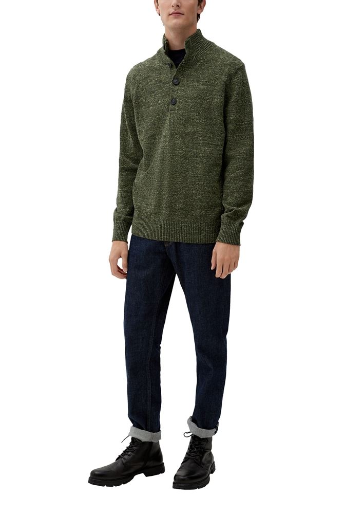 s.Oliver Pullover Melierter Troyer aus Baumwolle S22 2118091 XL | 78W1 GREEN | 