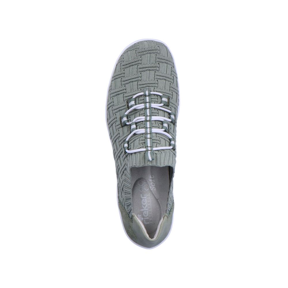 Rieker Antistress Damen Slipper Schlupfschuh Wechselfußbett Textil grün S13 L7463-52 