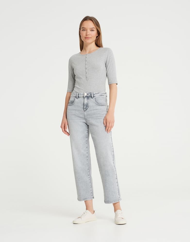 OPUS Jeans Lani stone Straight Cropped grau S22  245049359144 40 | 70035 light sto | 