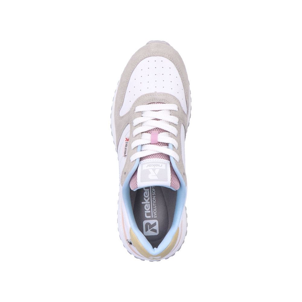 Rieker EVOLUTION Damen Sneaker Leder-mix farbige Details weiß S13  W0600-90 
