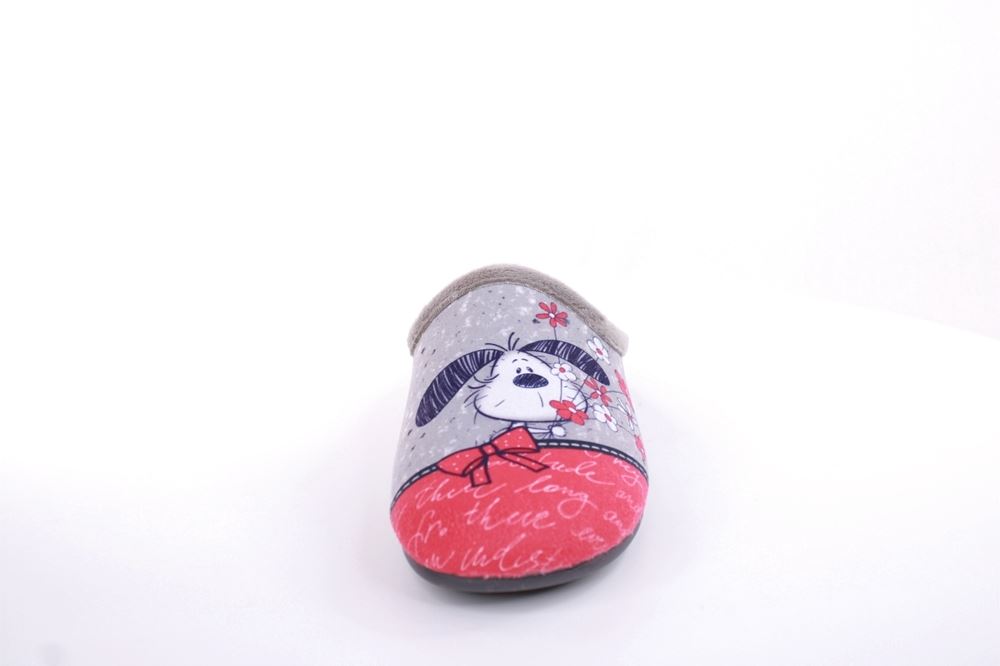 s`knöpfli Damen Hausschuh Pantoletten Hundemotiv grau S22 Z27736 35 | terpel gris | 