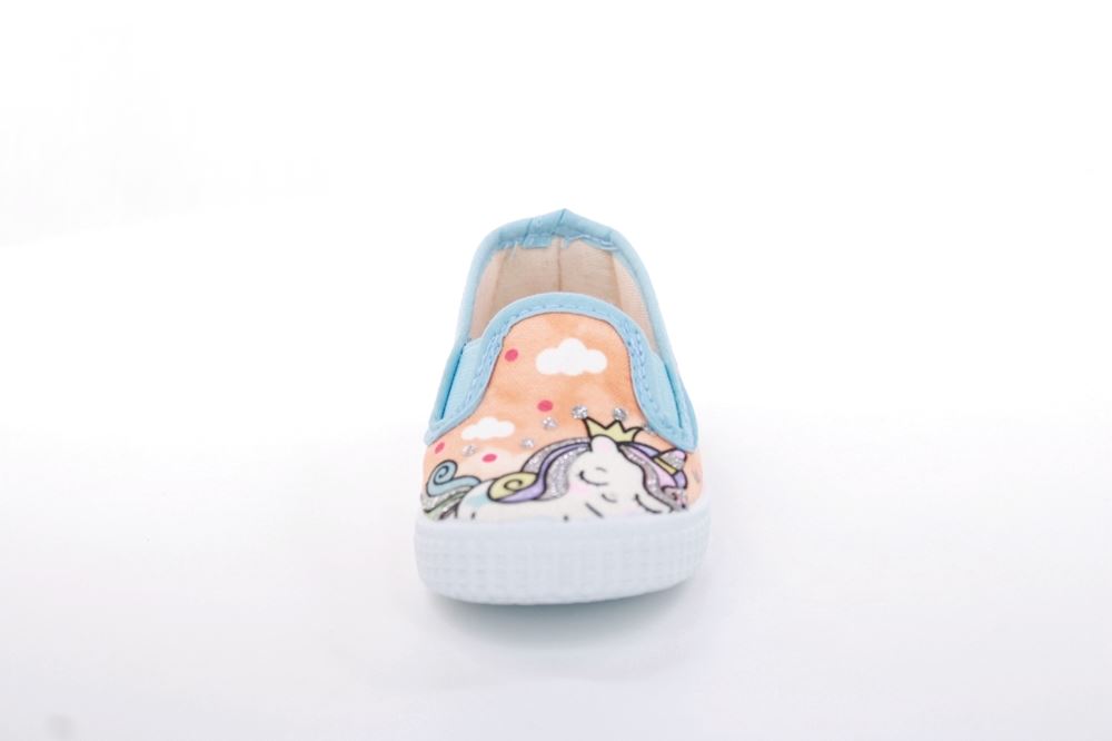 s`knöpfli Kinder Hausschuh Schlupfschuh Mädchen Einhorn- Motiv orange S13 V28851 
