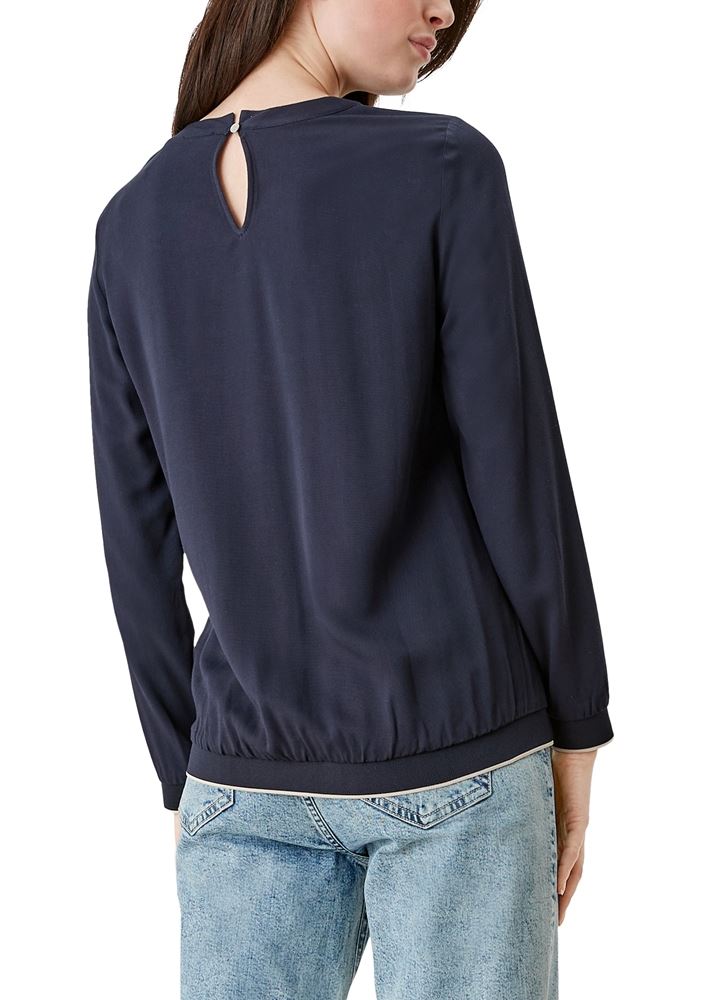 s.Oliver Bluse mit Rippbündchen grün blau S12  2117612 