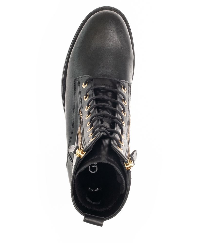 Gabor Damen Schnürstiefelette Schnürboots Leder Reißverschluss Wechselfußbett schwarz S22 92.785.67 6,5 | schw(Flausch/go | G