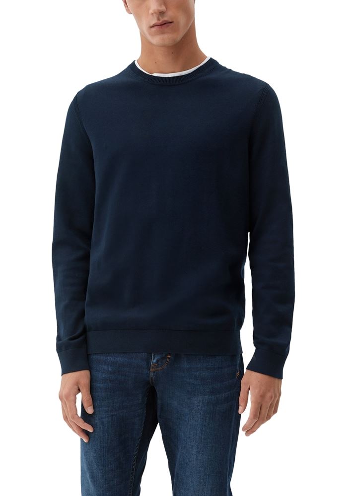 s.Oliver Herren Feinstrickpullover Rippbündchen Baumwolle blau,schwarz S22 2121351 XXL | 79W0 GREEN | 