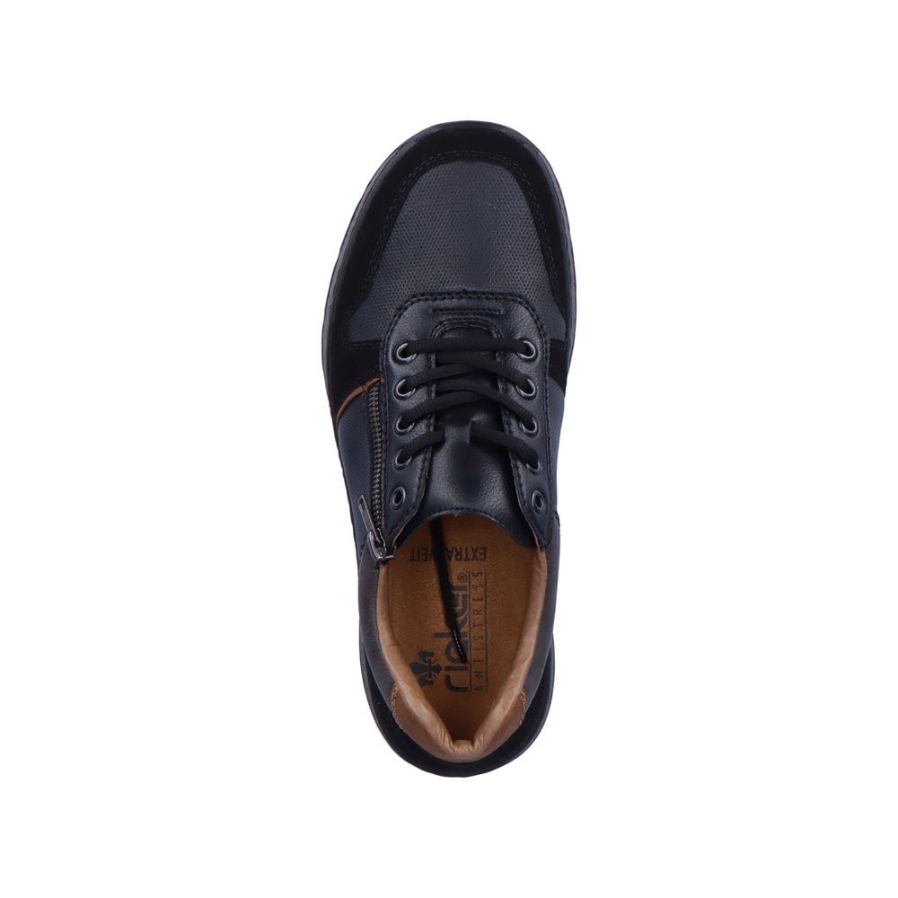 Rieker Antistress Herren Schnürhalbschuh Sneaker Wechselfußbett schwarz S22 B9050-00 44 | schwarz/schwarz | H