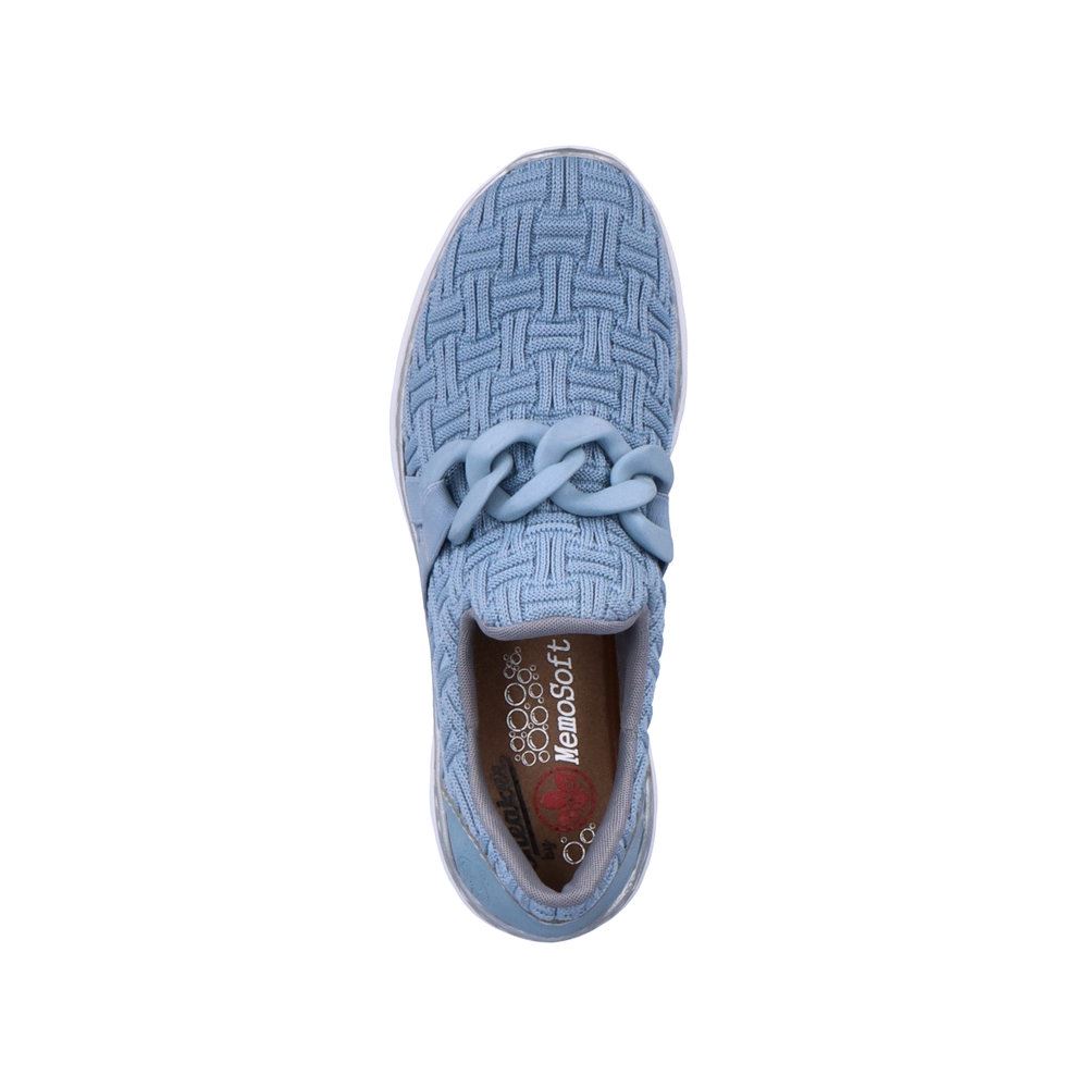 Rieker Antistress Damen Slipper Textil Kettendetail blau S13 L3270-12 