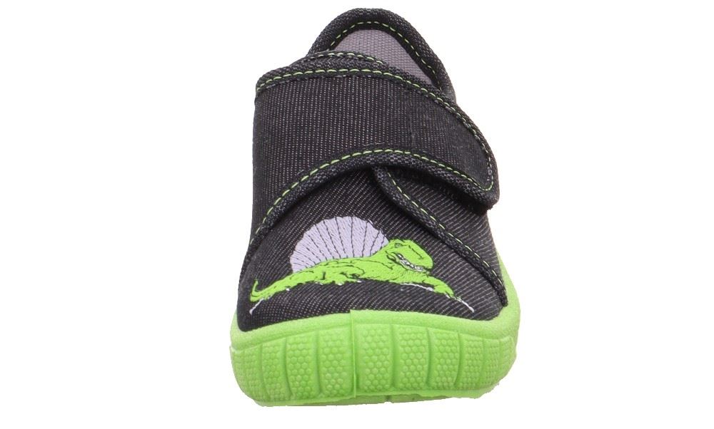 superfit Hausschuh BILL Schwarz Grün Dino 1-800278-0030 