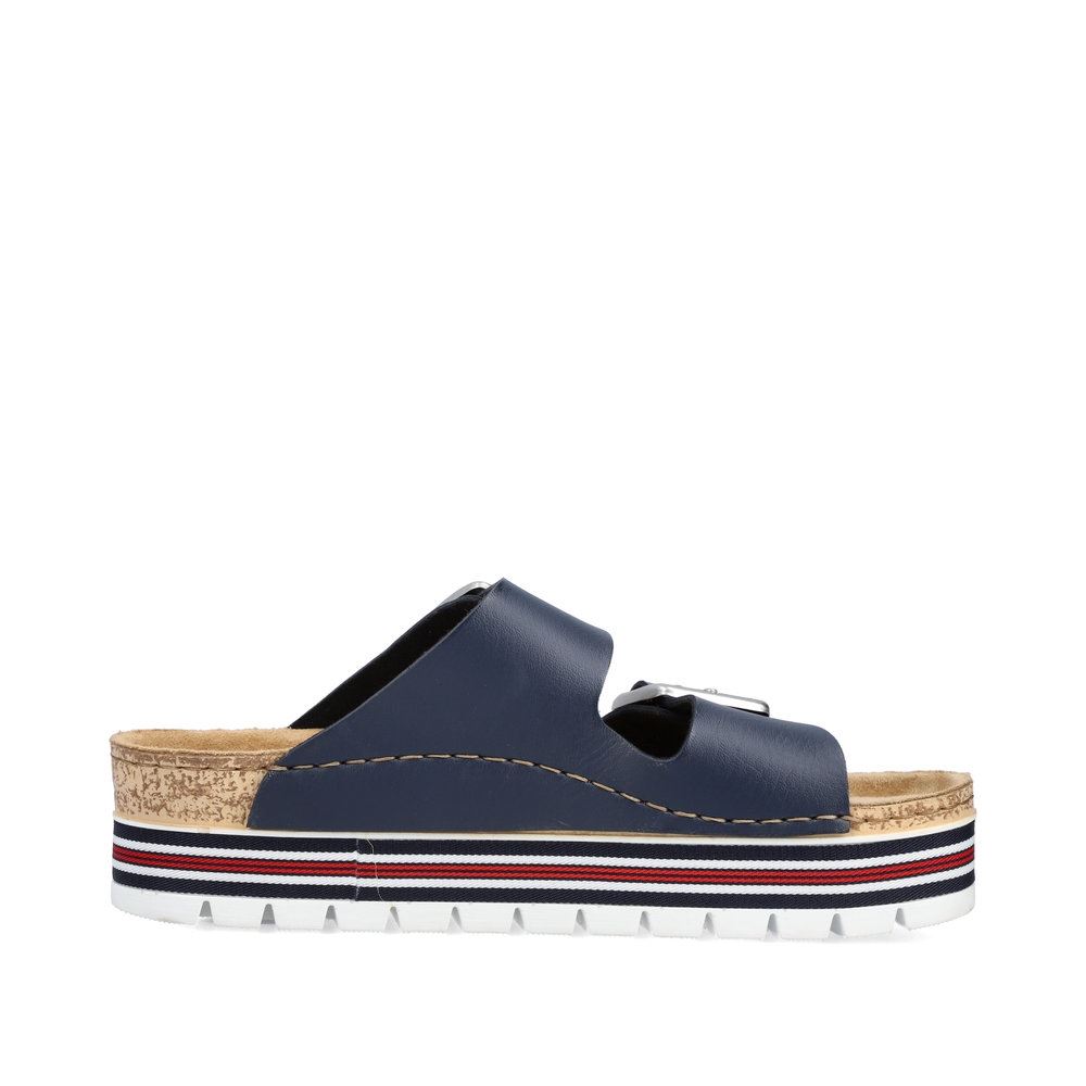 Rieker Damen Pantoletten marineblau Plateausohle S13  69550-14 