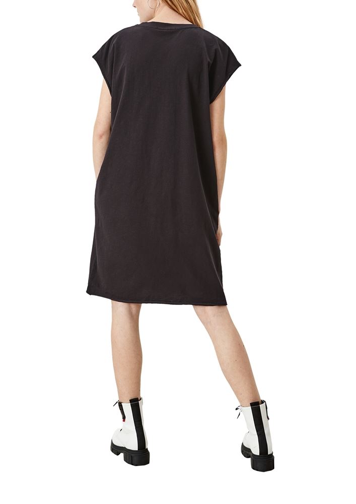 QS designed by Jerseykleid oversized Brusttasche orange, schwarz S12 2112905 XS | 9999 black | 