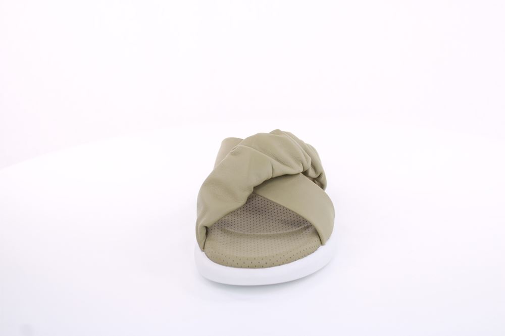 PETER ERIKSON Damen Pantolette Leder Comfort- Fußbett grün, schwarz S13 221511 