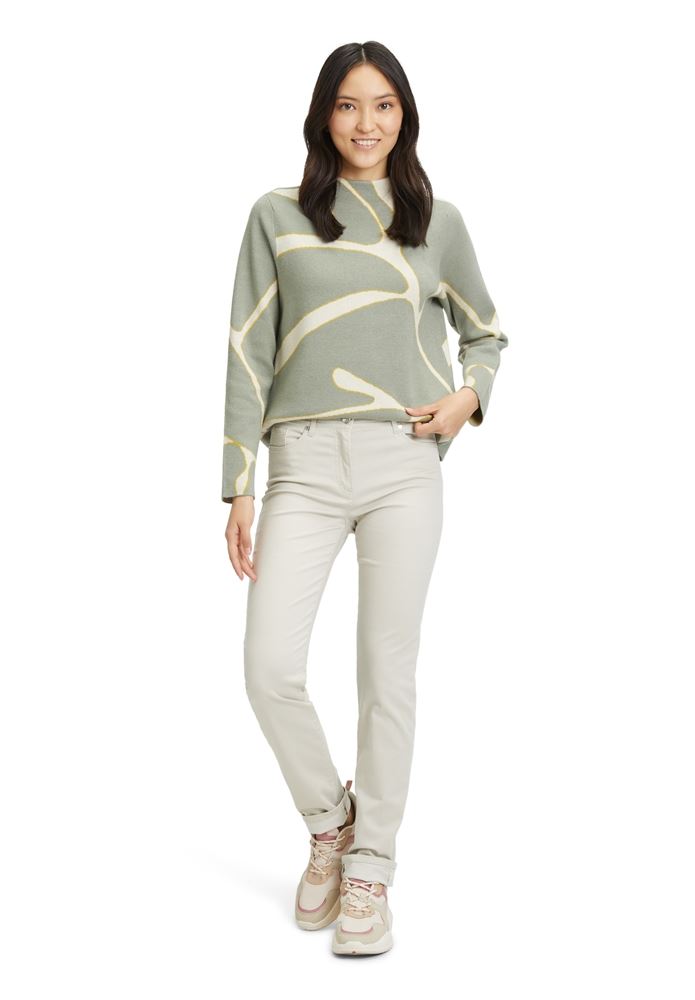 Betty Barclay Strickpullover Stehkragen grafisches Muster grün,rot S22 57981026 