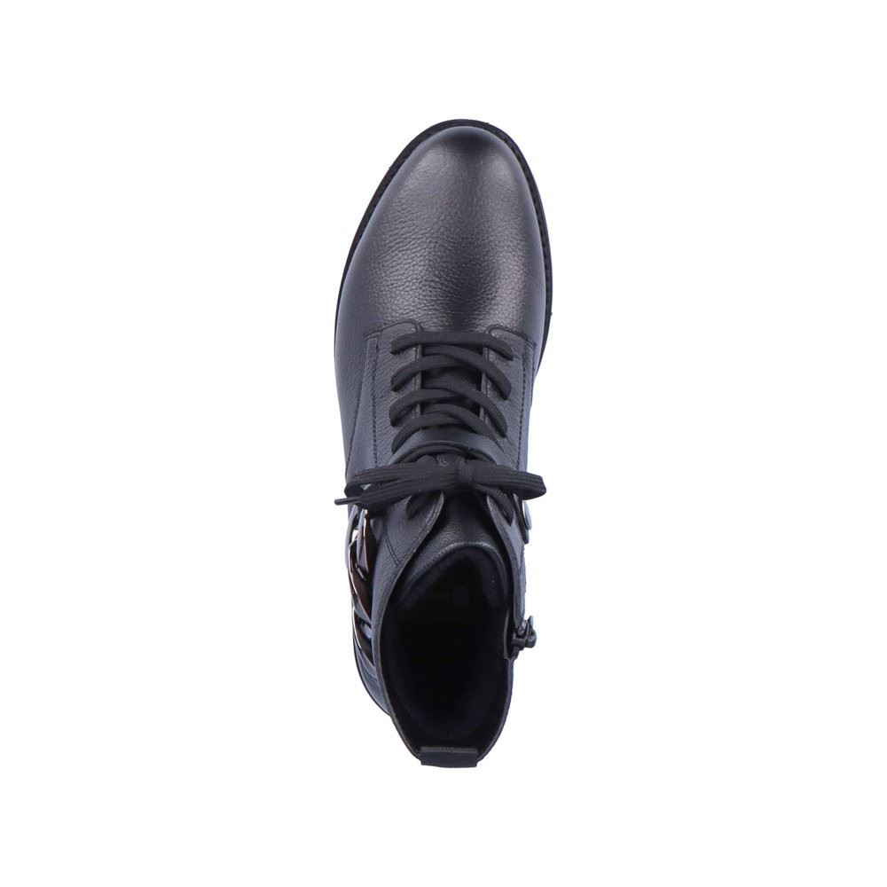 Remonte Damen Schnürboots Schnürstiefel Kettendetail Leder schwarz S22 D8699-00 40 | schwarz/schwarz | G