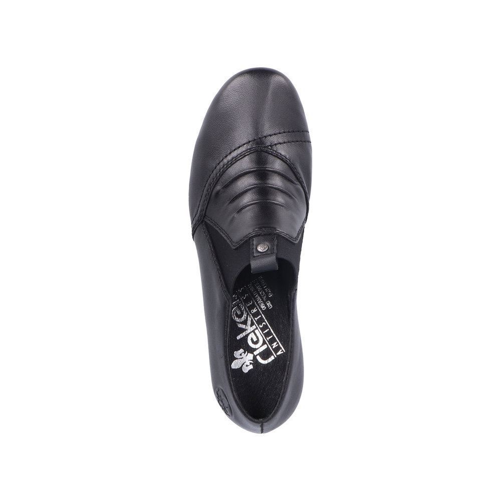 Rieker Antistress Damen Slipper Trotteur Leder Blockabsatz schwarz S23 41657-00 