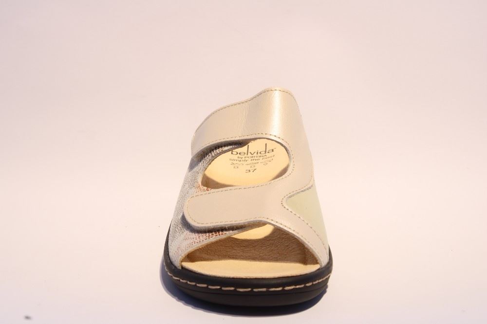 Portina Bequempantolette Wechselfußbett komplett Leder beige  10302 41 | beige | 