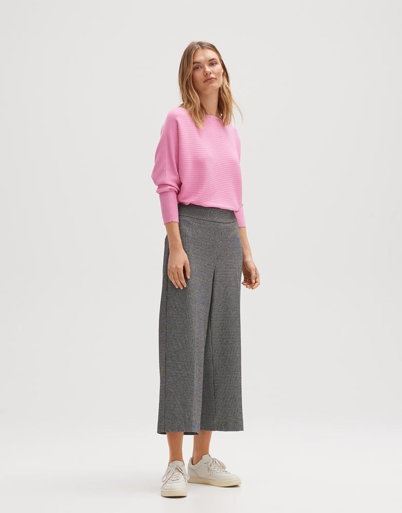 OPUS Culotte Misha minimal Jacquard Muster Bügelfalte schwarz S13 2417611084100 