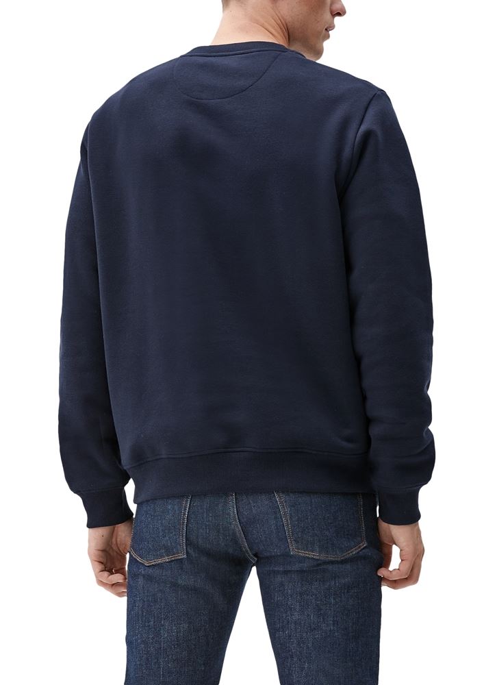 s. Oliver Herren Sweatshirt Rundhalsausschnitt Rippbündchen Logo rot, schwarz S22 2122820 