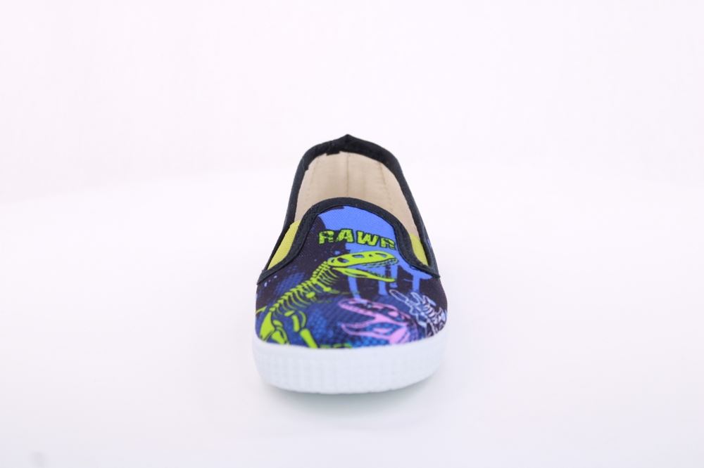 s`knöpfli Kinder Hausschuh Schlupfschuh Jungen Dinosaurier- Motiv blau S13 V28967 