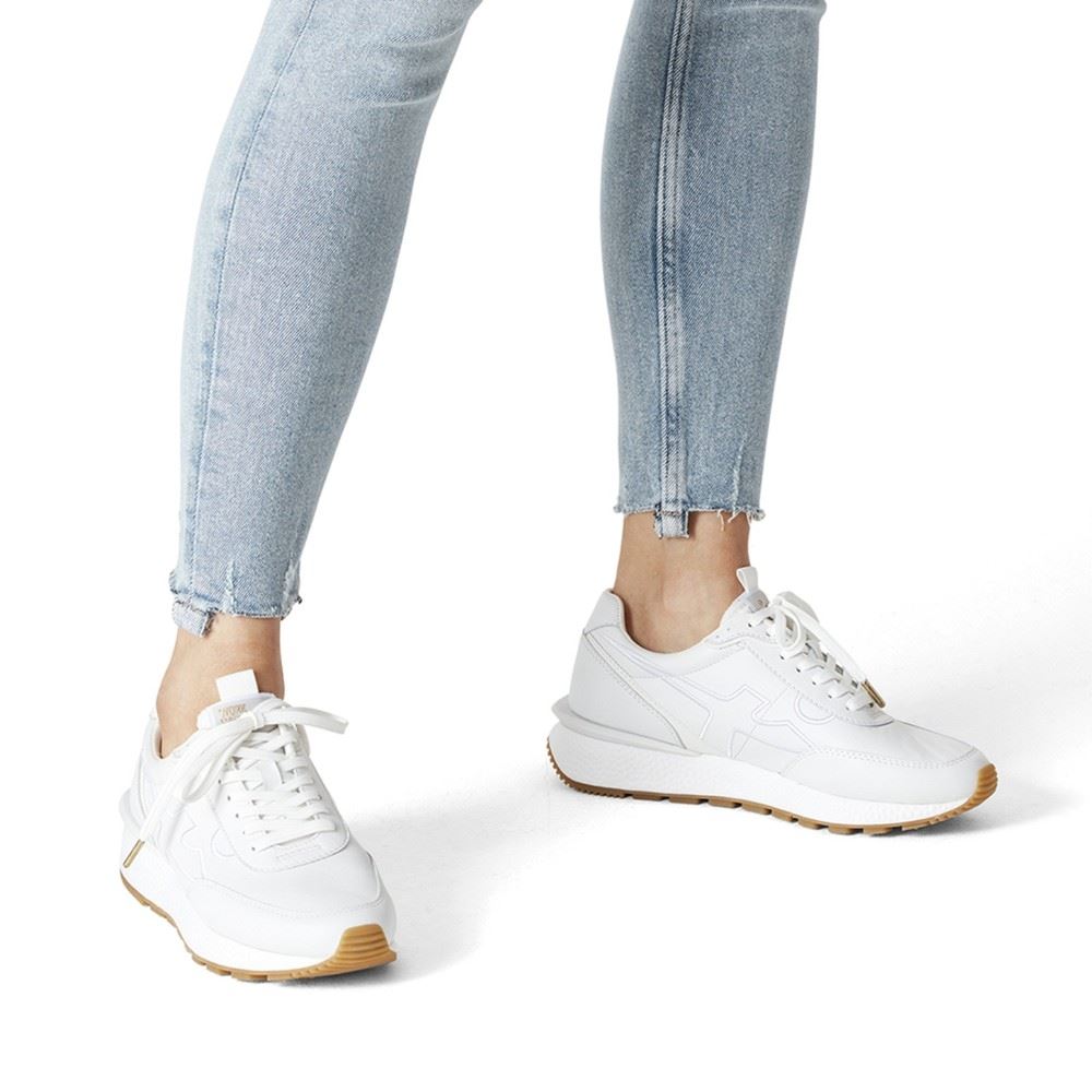 Tamaris FASHLETICS Sneaker Wechselfußbett weiß, blau S12  1-1-23747-28 
