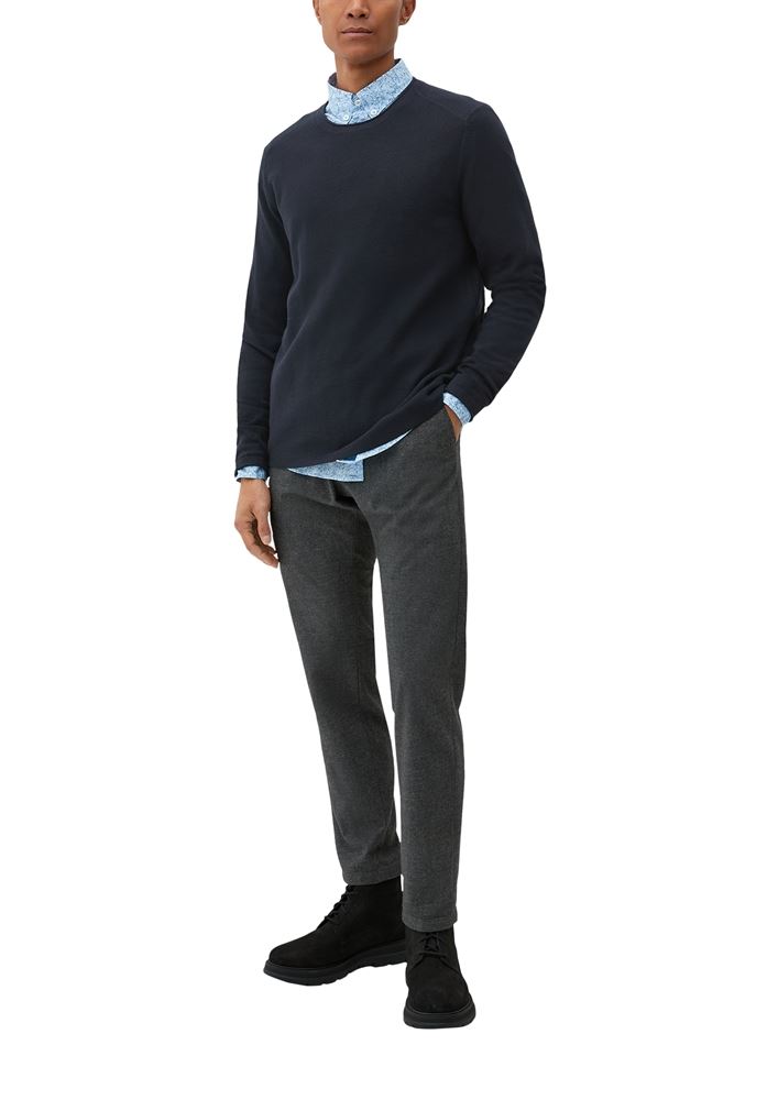 s.Oliver Strickpullover mit Rollsäumen S22 2124551 S | 9999 GREY/BLACK | 