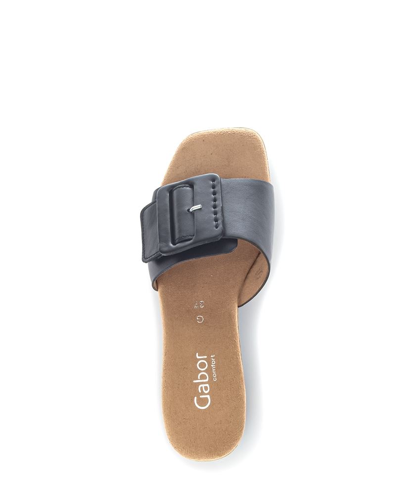 Gabor Pantolette Blockabsatz Zierschnalle Leder schwarz S13 22.722.57 