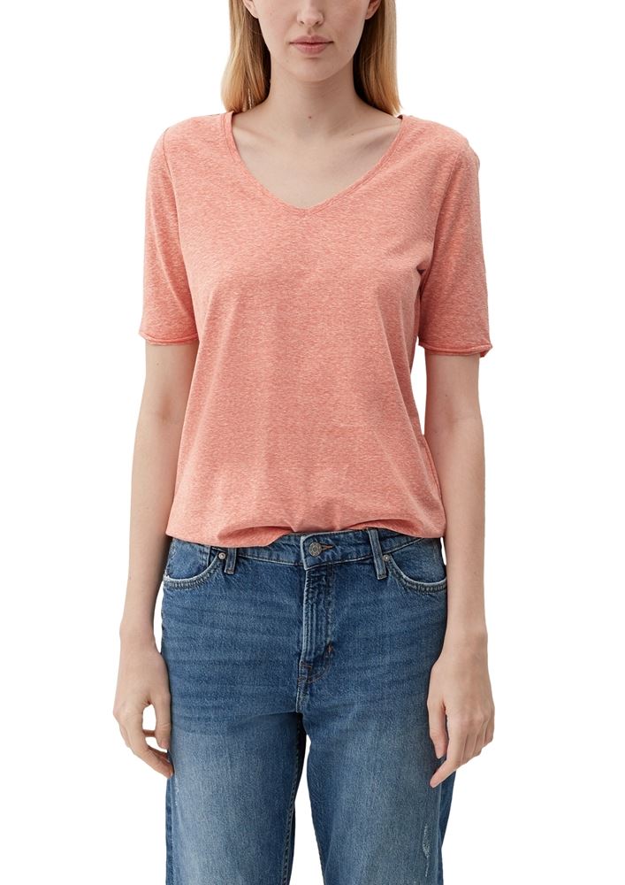 s.Oliver T-Shirt mit Rollsaum weiß, grün, schwarz, orange S13  2130253 