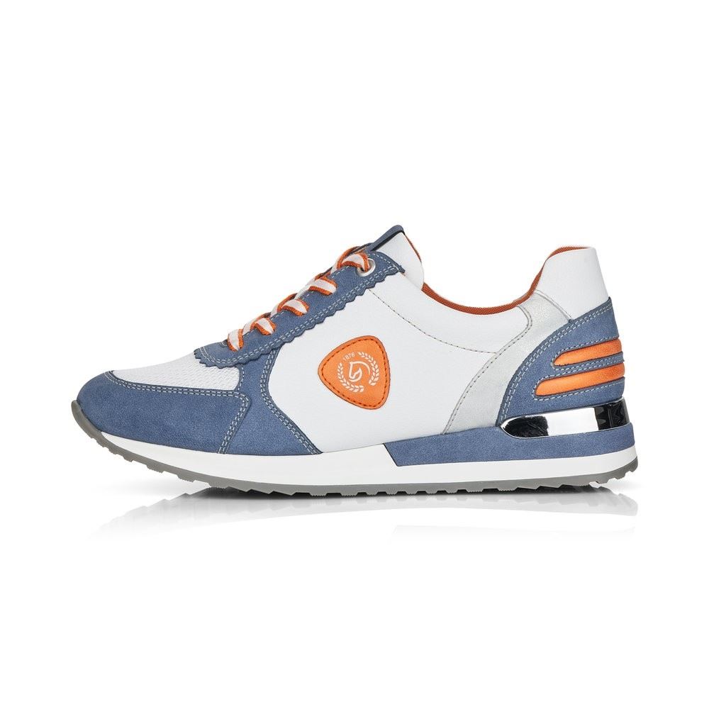 Remonte Sneaker Schnürer Leder blau kombi softfoam Wechselfußbett  R2527-15 38 | jeans/weiss/wei | F
