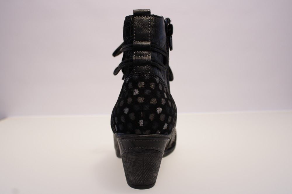 Remonte Stiefelette Schnürstiefel Leder Absatz Reißverschluss schwarz D8786-04 