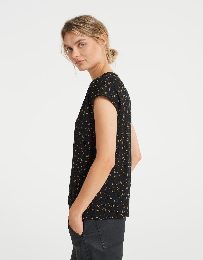 OPUS Shirt SANDI vintage flower 1/2 Arm Viskose Blütenprint S22 2260110639100 44 | 900 black | 