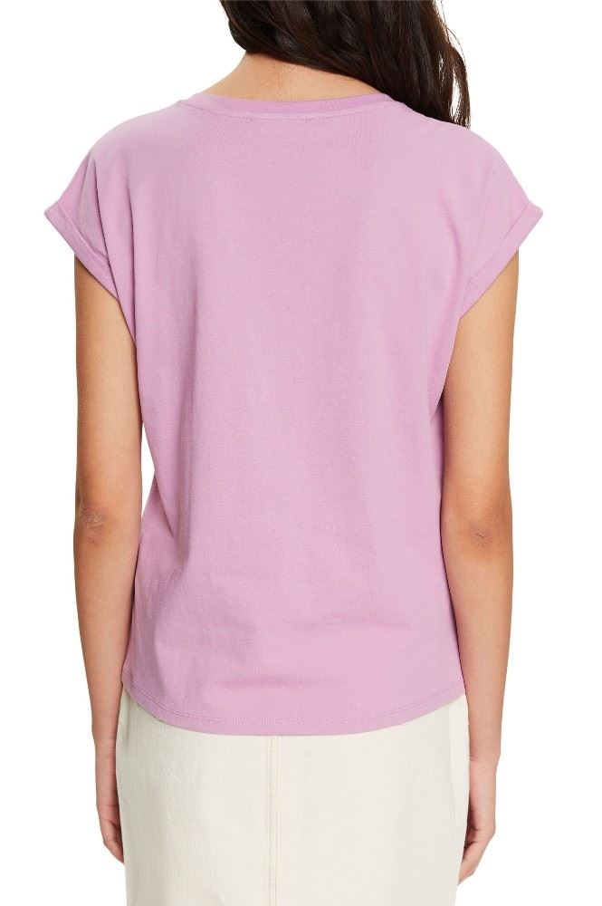 EDC T- Shirt Frontprint rundhals- Ausschnitt weiß, lila S12 052CC1K328 XS | C560 LILAC | 