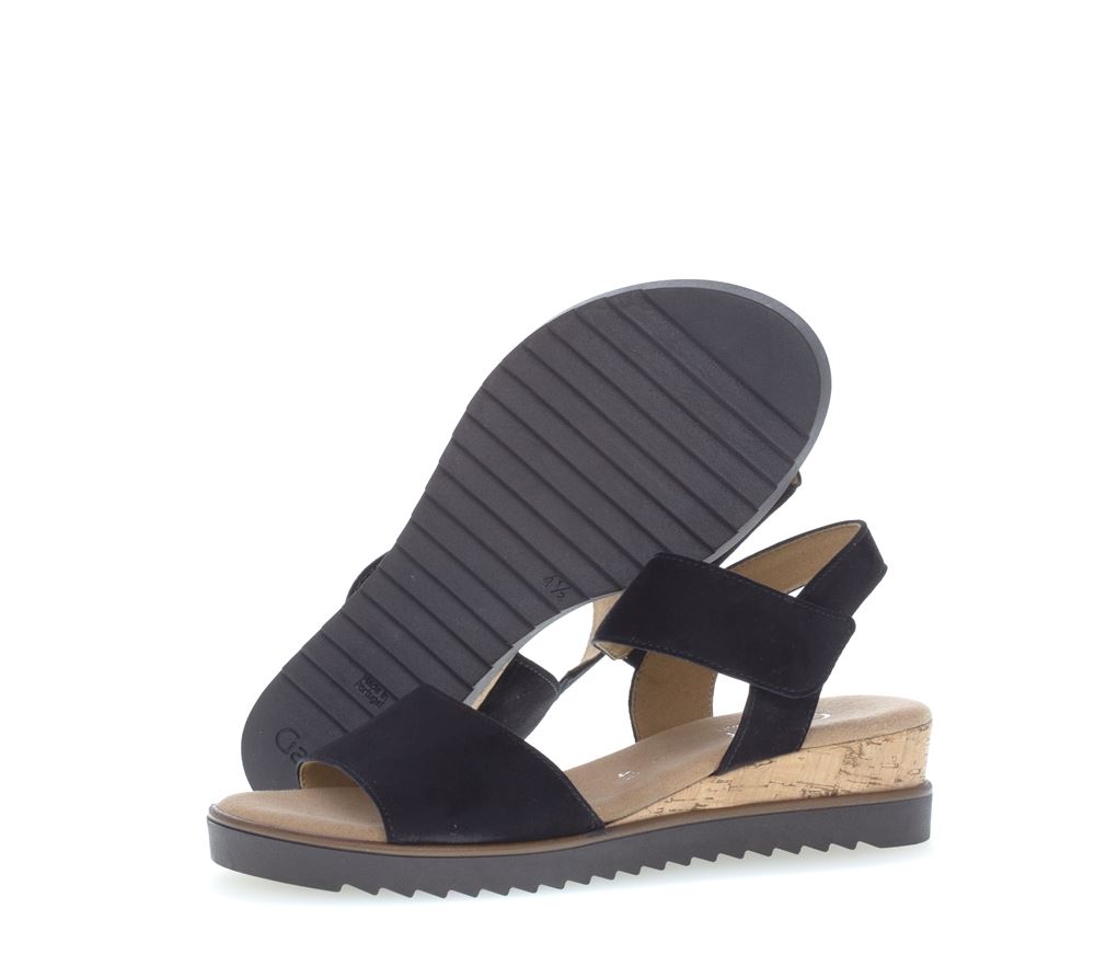 Gabor Sandalette Rauleder Mehrweite G Klettverschluss schwarz S13 22.750.47 