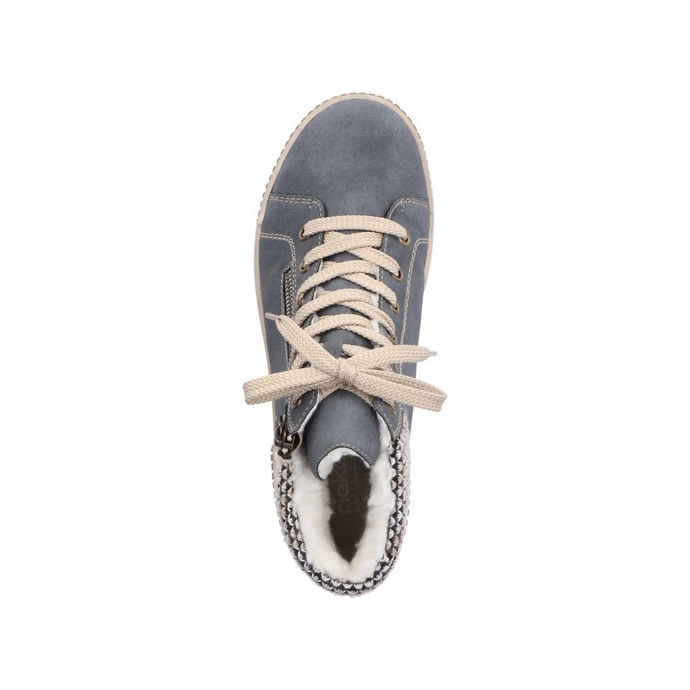 Rieker Antistress Damen Sneaker High Warmfutter Reißverschluss Strickbund Wechselfußbett blau S22 N0709-14 