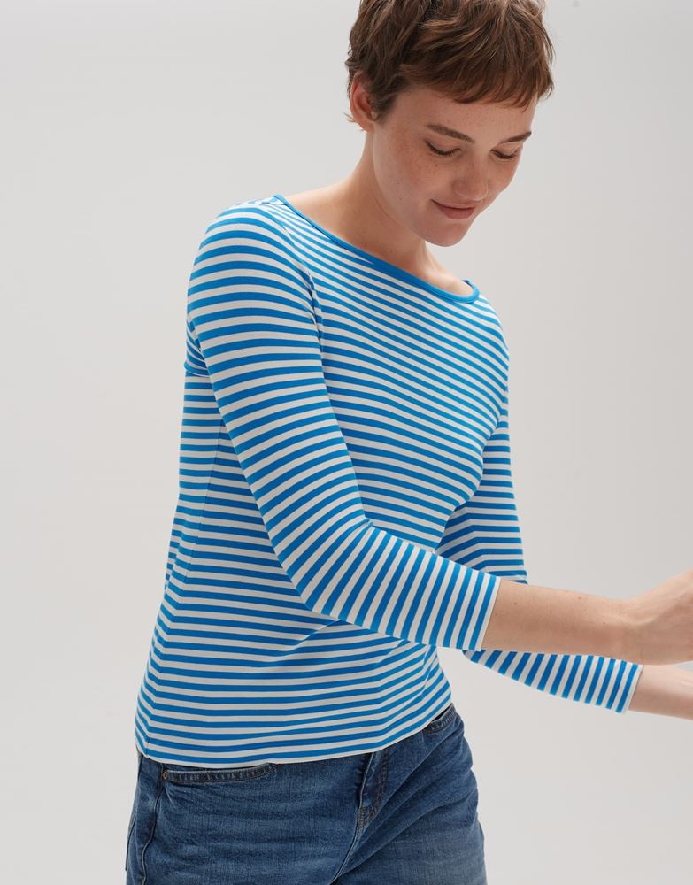 OPUS Shirt Sopili 3/4 Arm gestreift grün, blau S13  10144011138100 40 | 60019 blue up | 