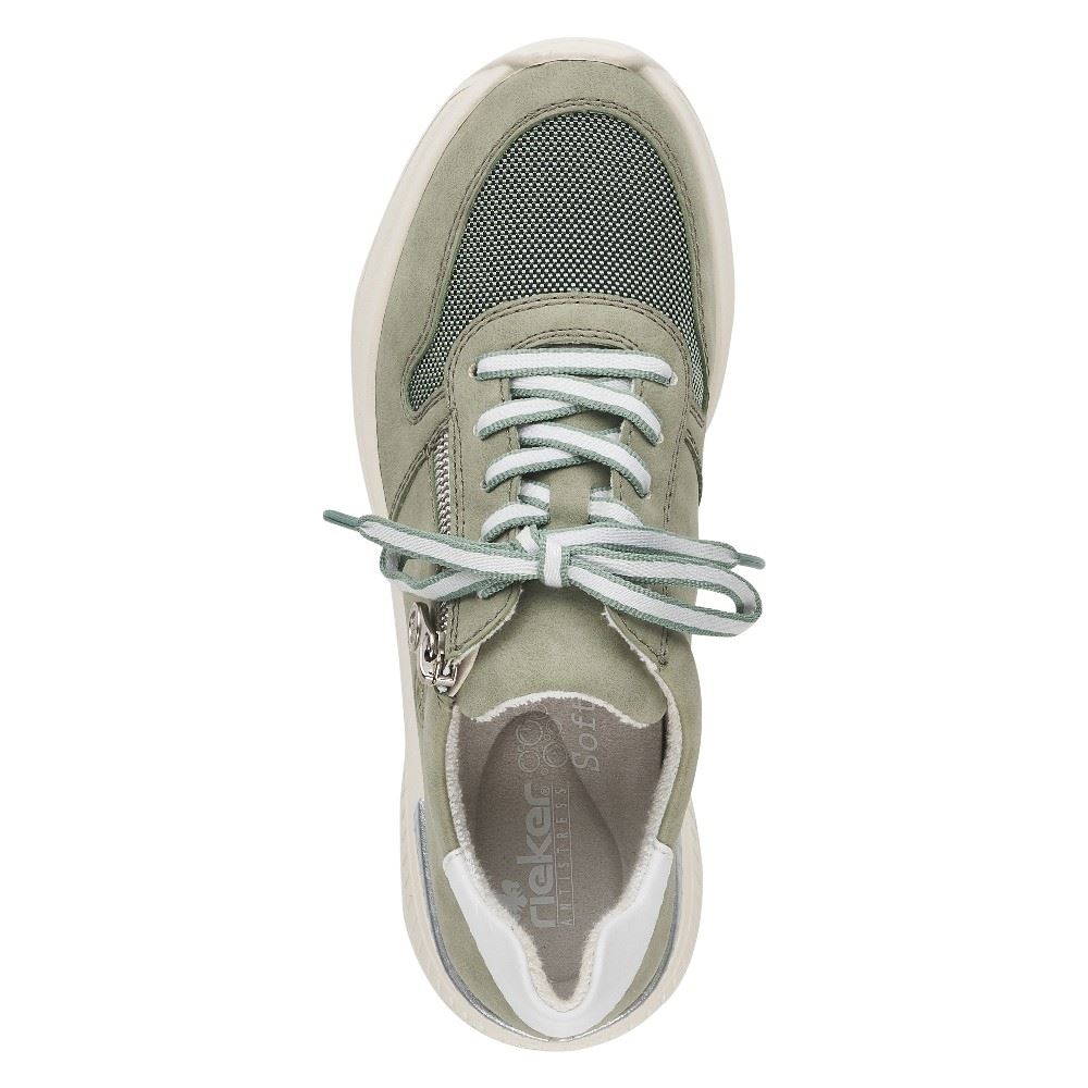 Rieker Antistress Damen Sneaker Reißverschluss Wechselfußbett grün S12  N4730-52 40 | pistazie/mint/w | G