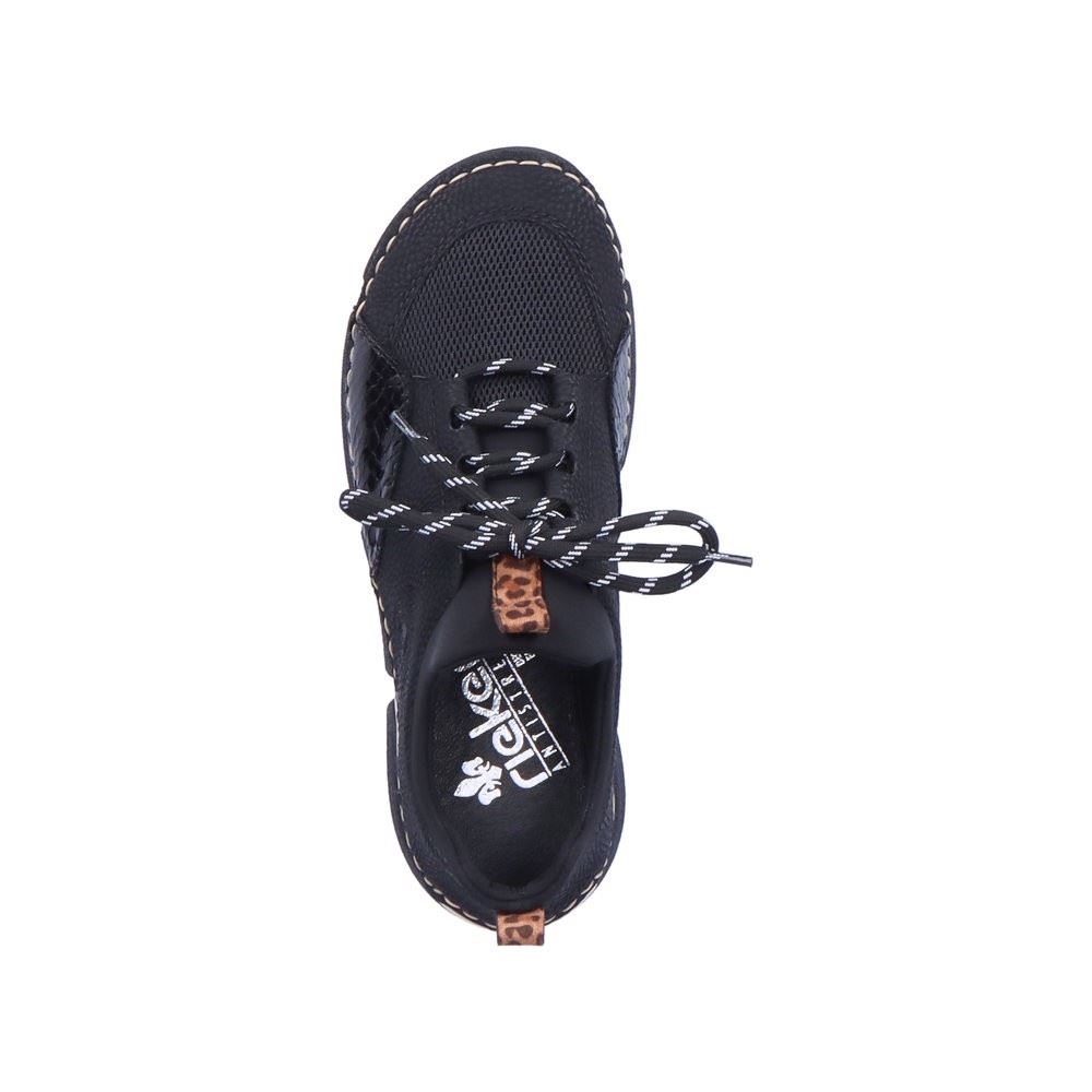 Rieker Antistress Damen Slipper Sneaker Schlupfschaft Wechselfußbett Animal- Print schwarz S22 45913-00 36 | schwarz/schwarz | F