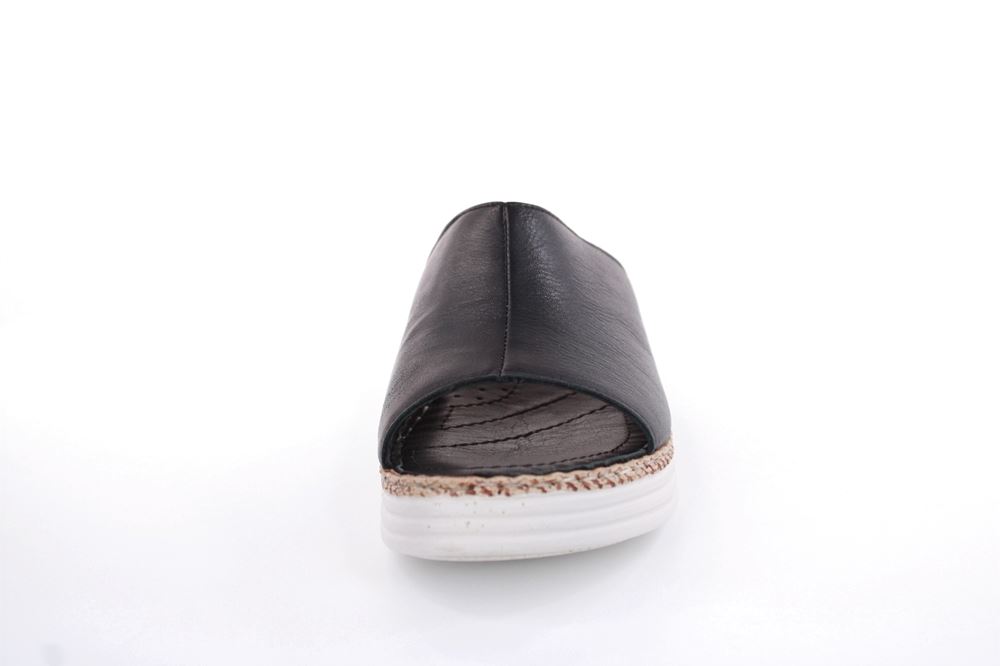 PETER ERIKSON Damen Pantolette Leder Comfort- Fußbett weiß, schwarz S13 231536 