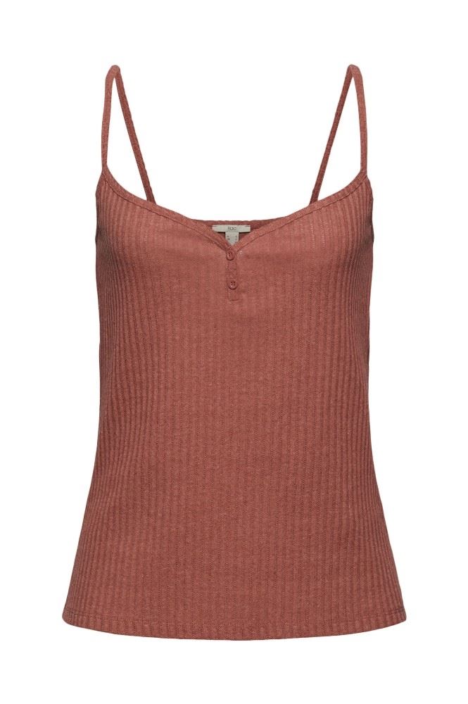 edc Trägertop Pointelle Muster weiß rot 041CC1K314 