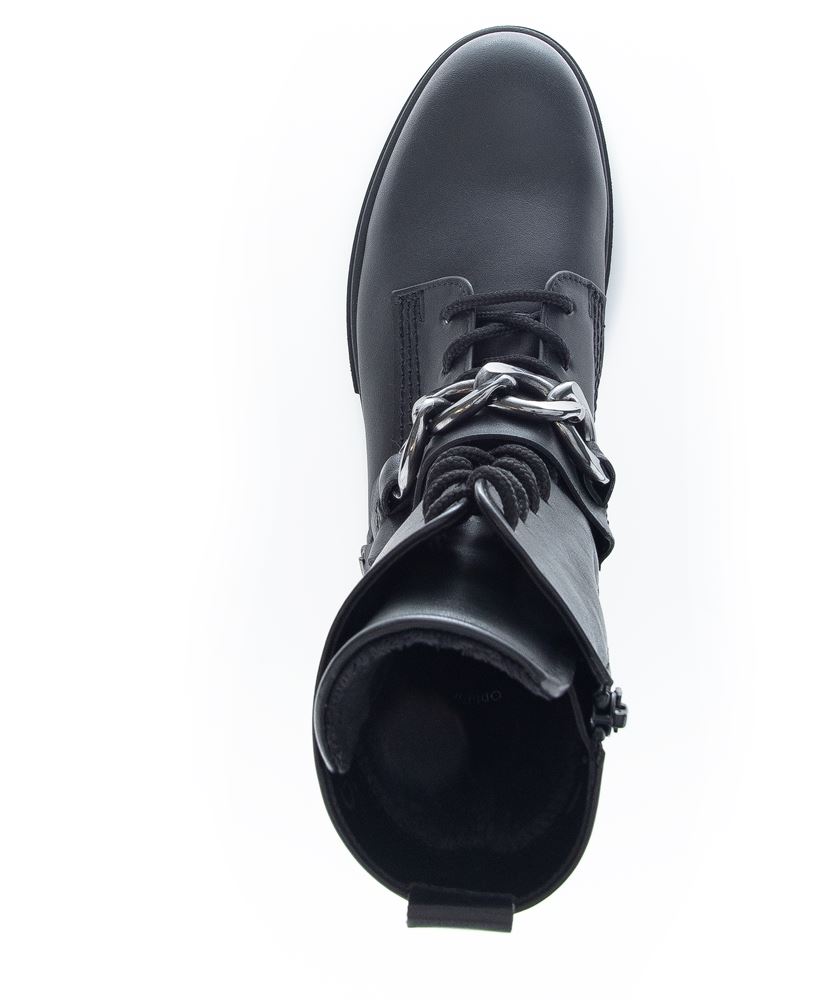 Gabor by Yvonne Catterfeld Bikerboot Leder Kettendetail Wechselfußbett Comfort- Mehrweite schwarz S22 92.743.57 5 | schwarz (Flau/c | H