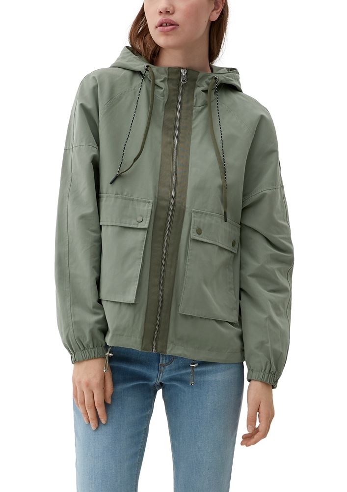 QS designed by Outdoor-Jacke mit Kapuze orange, grün S13 2123942 
