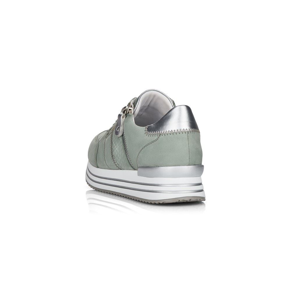 Remonte Sneaker Schnürer Reißverschluss Leder grün softfoam D1310-52 
